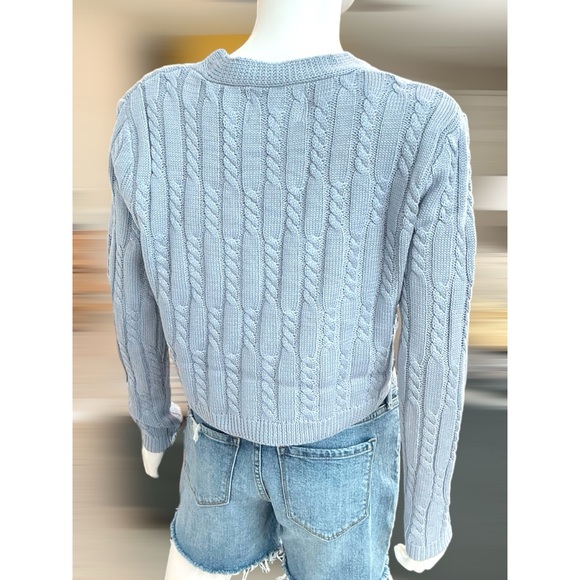 SIGNATURE 8 light blue cable knit cardigan S M L - Picture 7 of 9